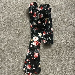 Black floral tie